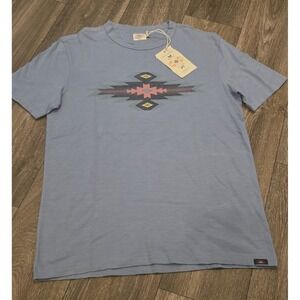 Faherty Doug Good Feather Blue Cotton Mens Size Small T-Shirt NWT